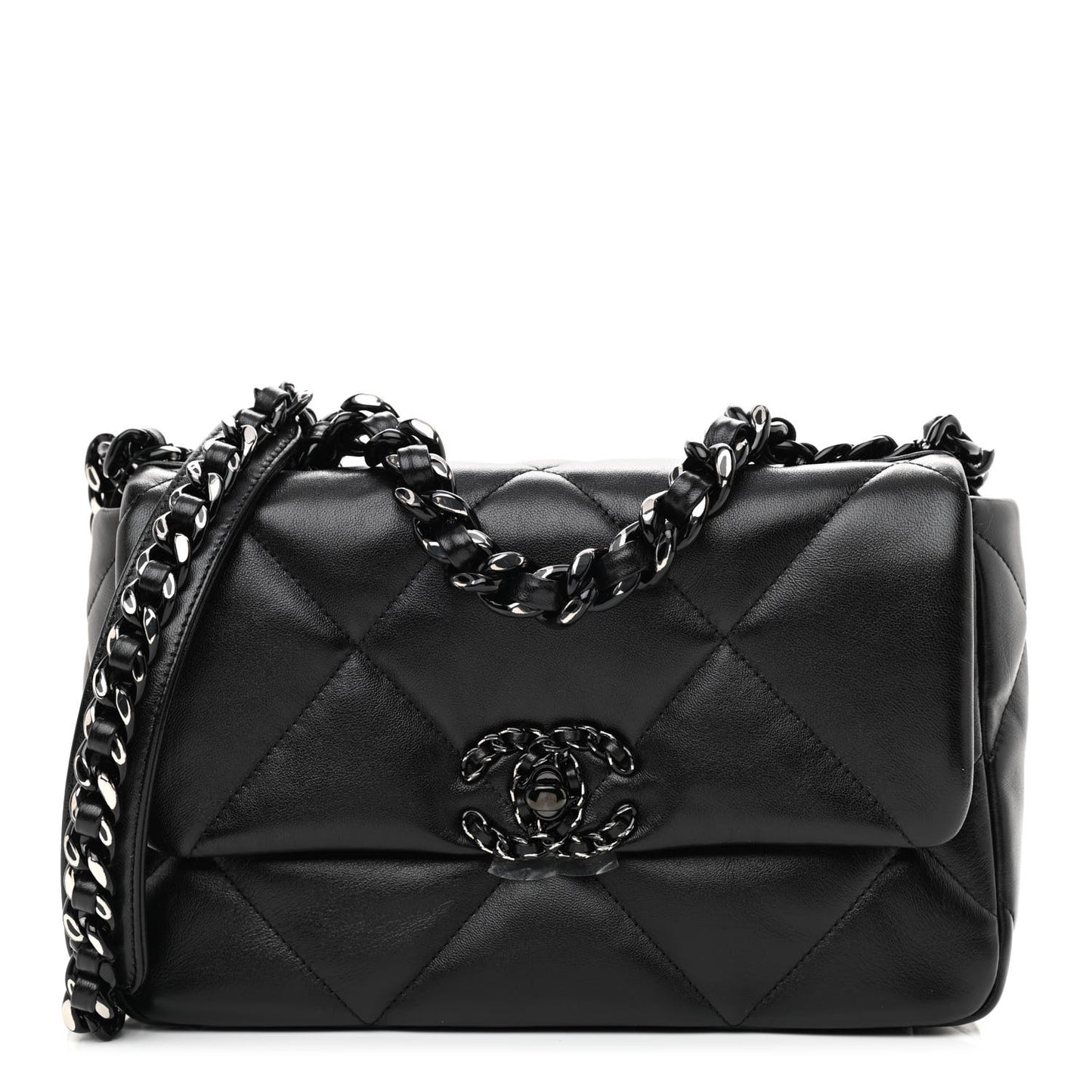 Lambskin Quilted Medium Chanel 19 Flap So Black