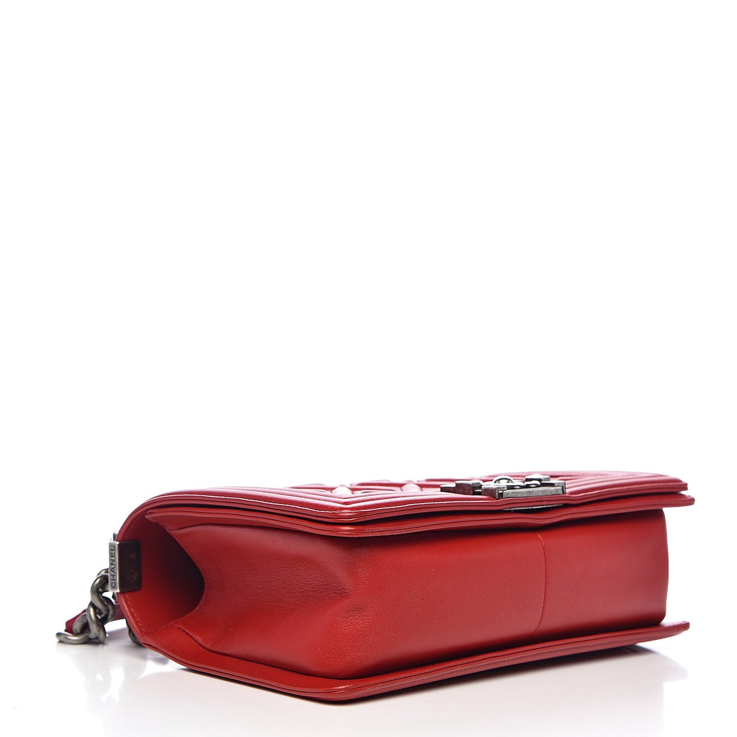 Lambskin Stitched Medium Boy Flap Red