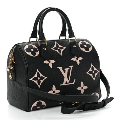 Louis Vuitton Empreinte Monogram Giant Speedy Bandouliere 25 Black Beige 3 of 9
