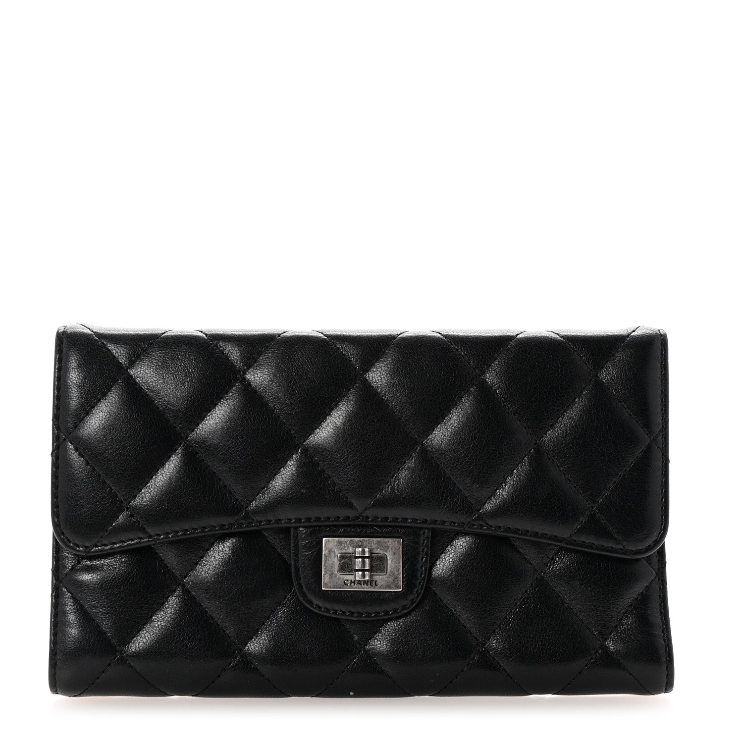 Chanel Aged Calfskin Quilted Large Reissue Gusset Flap Wallet Black 1 of 8