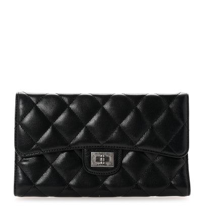 Chanel Aged Calfskin Quilted Large Reissue Gusset Flap Wallet Black 1 of 8