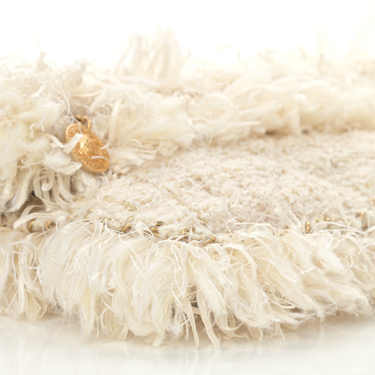 Chanel Tweed Quilted Fringe Clutch White 9 of 10
