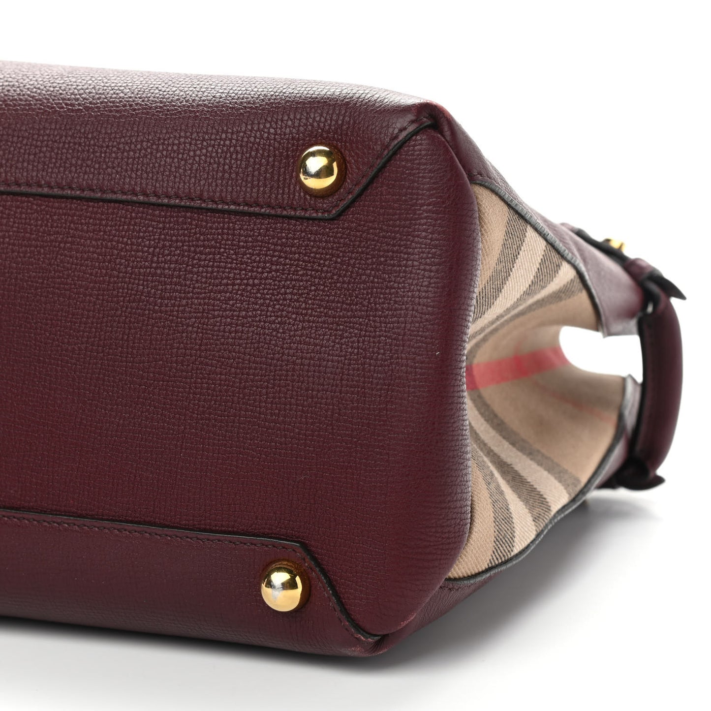 Grainy Calfskin House Check Medium Banner Tote Mahogany Red