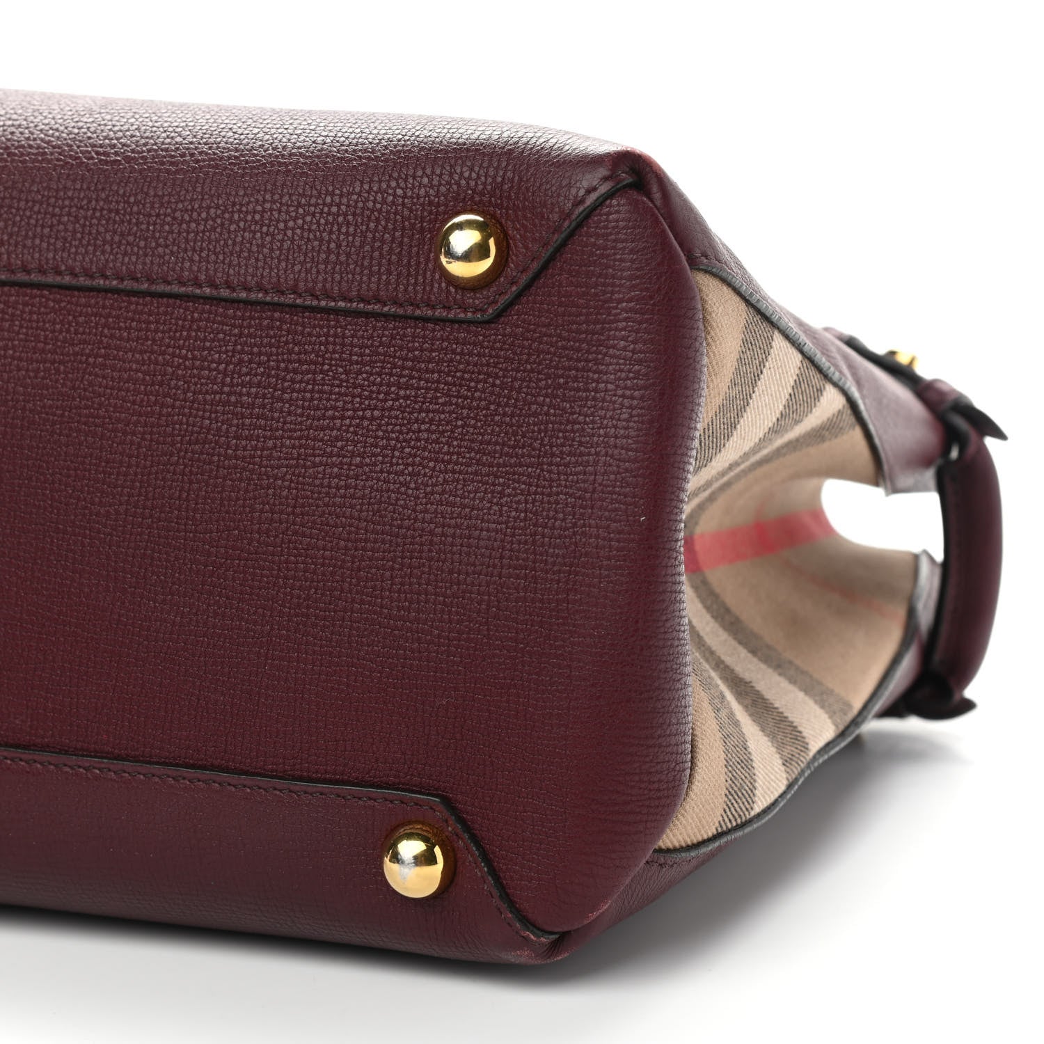 Burberry Grainy Calfskin House Check Medium Banner Tote Mahogany Red 9 of 10