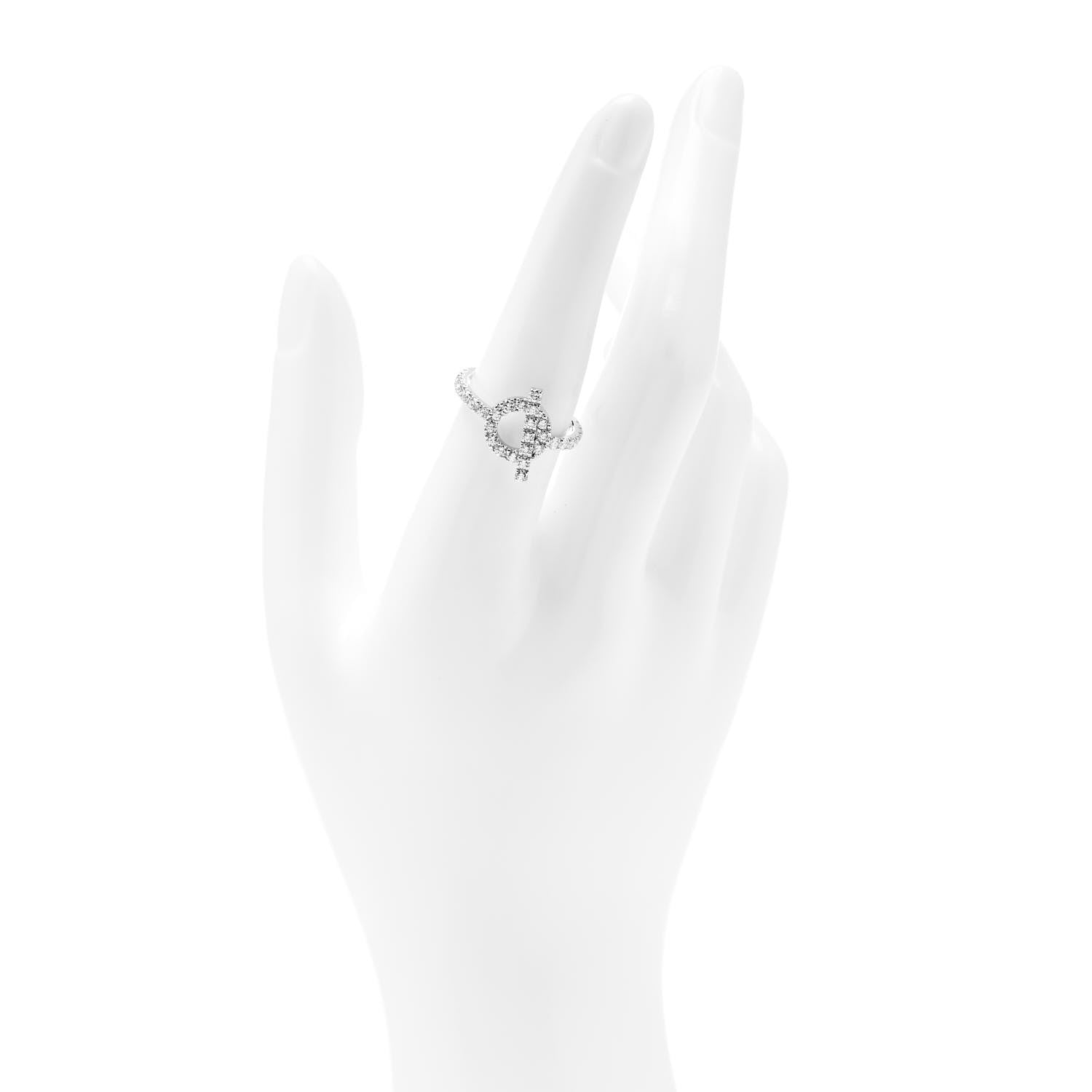 Hermes 18K White Gold Diamond Finesse Ring 55 7.25 2 of 7
