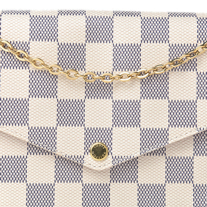 Louis Vuitton Damier Azur Pochette Felicie Chain Wallet Rose Ballerine 12 of 14