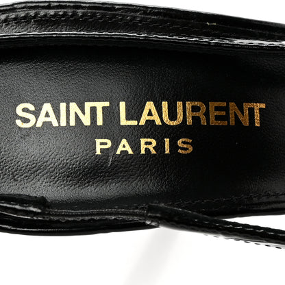 Saint Laurent Calfskin Crocodile Embossed Slingback Tom 90 Pumps 37 Black 7 of 13