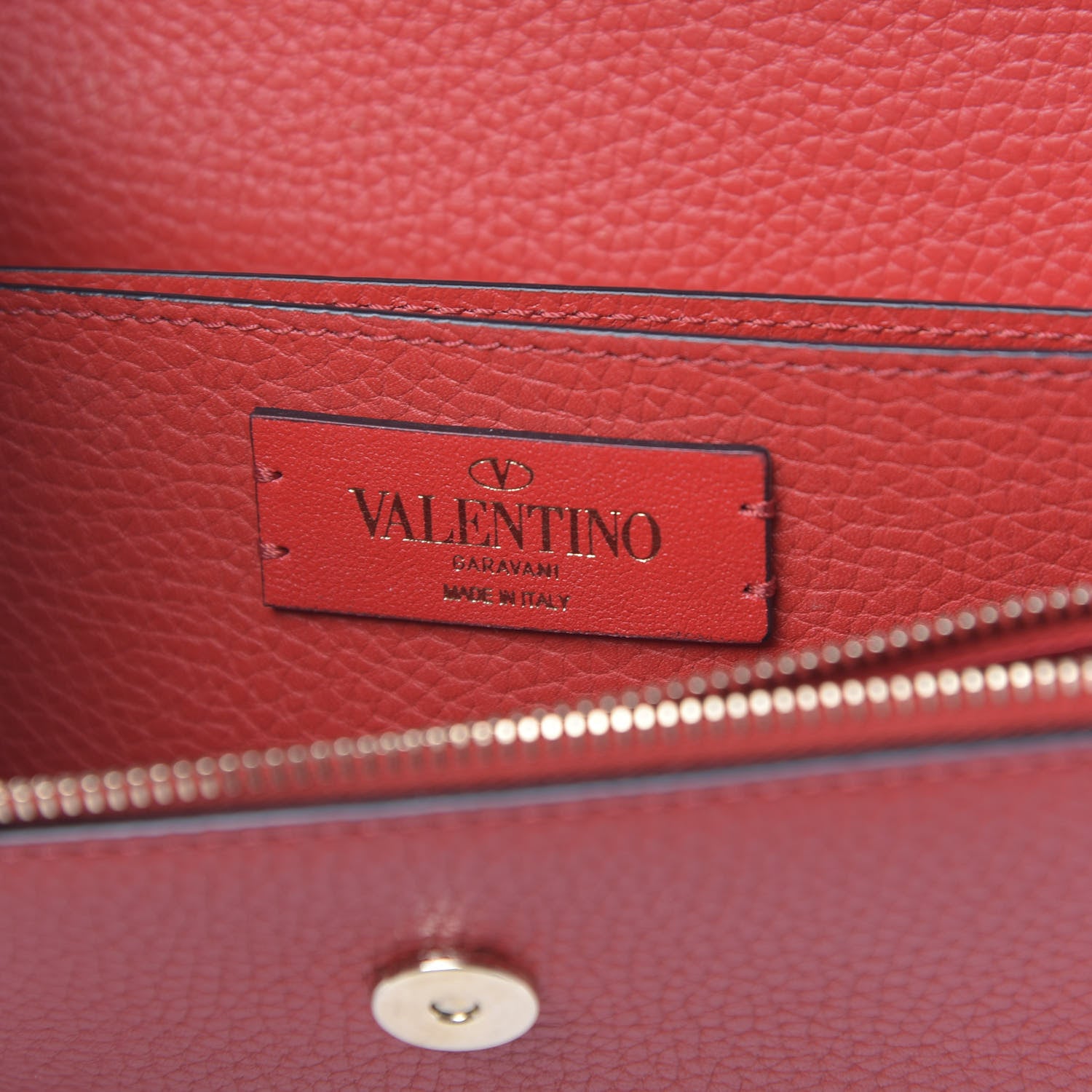 Valentino Garavani Pebbled Calfskin Rockstud Flap Wallet On Chain Rouge Pur 6 of 10