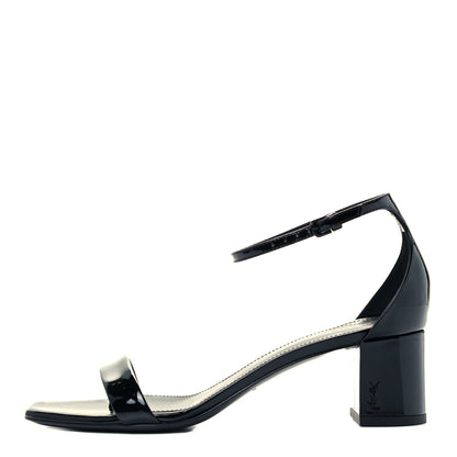 Saint Laurent Patent Calfskin Loulou Ankle Strap Sandals 36.5 Black 1 of 12
