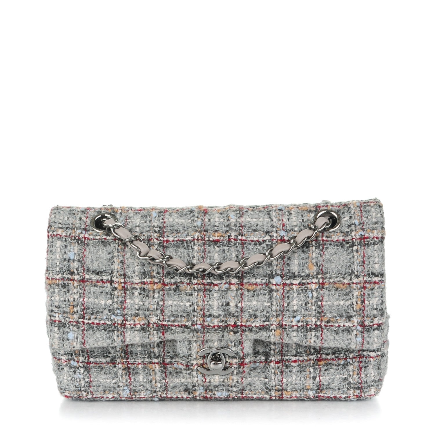 Chanel Tweed Quilted Medium Double Flap Grey 1 of 8