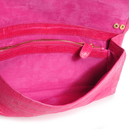 Nancy Gonzalez Crocodile Soft Flap Clutch Pink 5 of 7