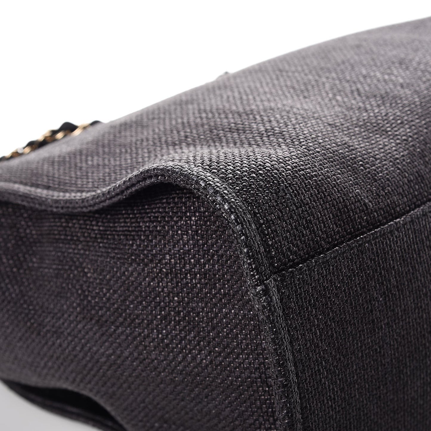 Woven Straw Raffia Large Deauville Tote Black