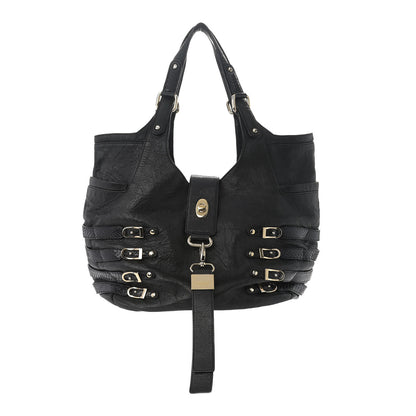 Jimmy Choo Biker Leather Elaphe Snakeskin Tote Black 1 of 15