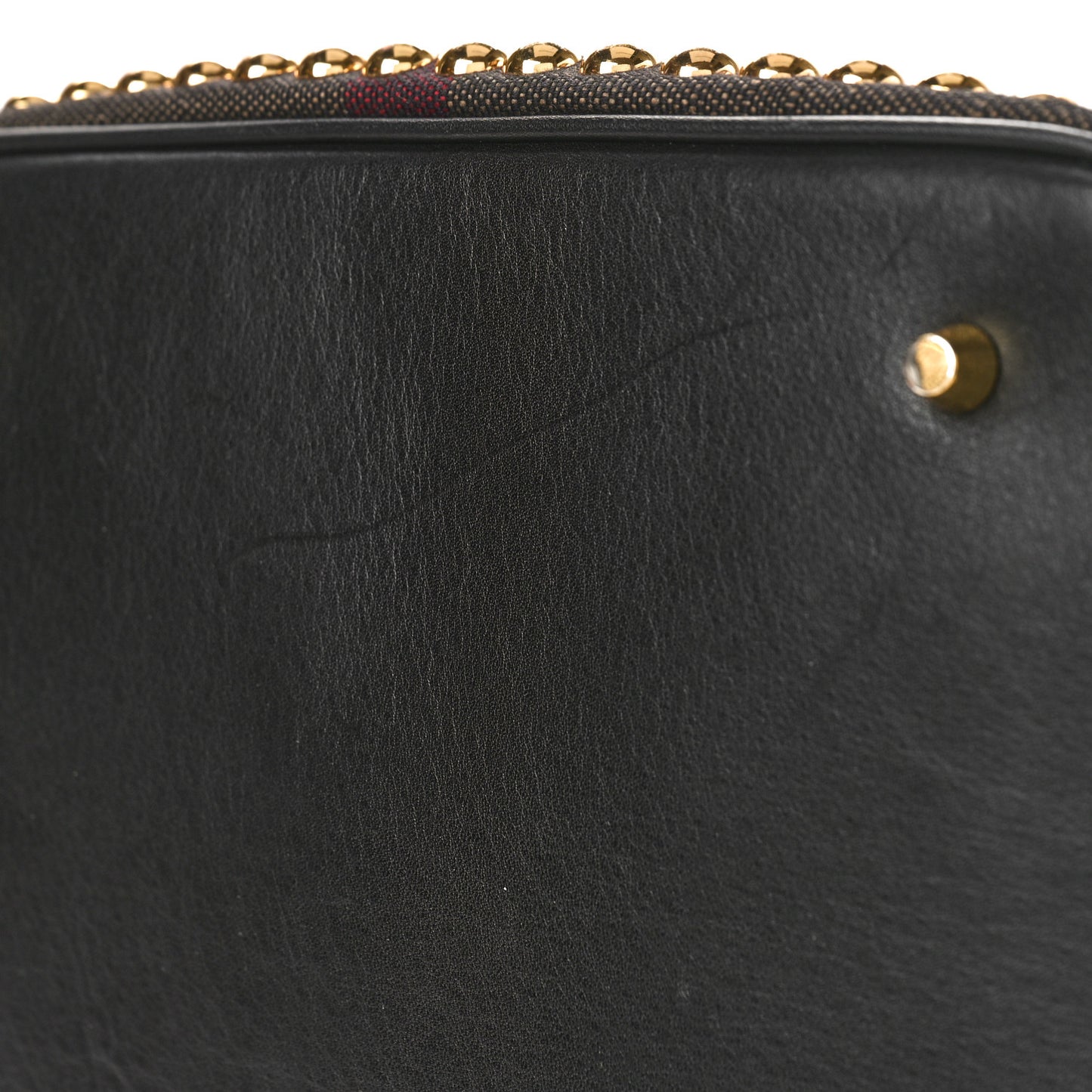 Canvas Mega Check Studded Medium Ashby Bucket Bag Black