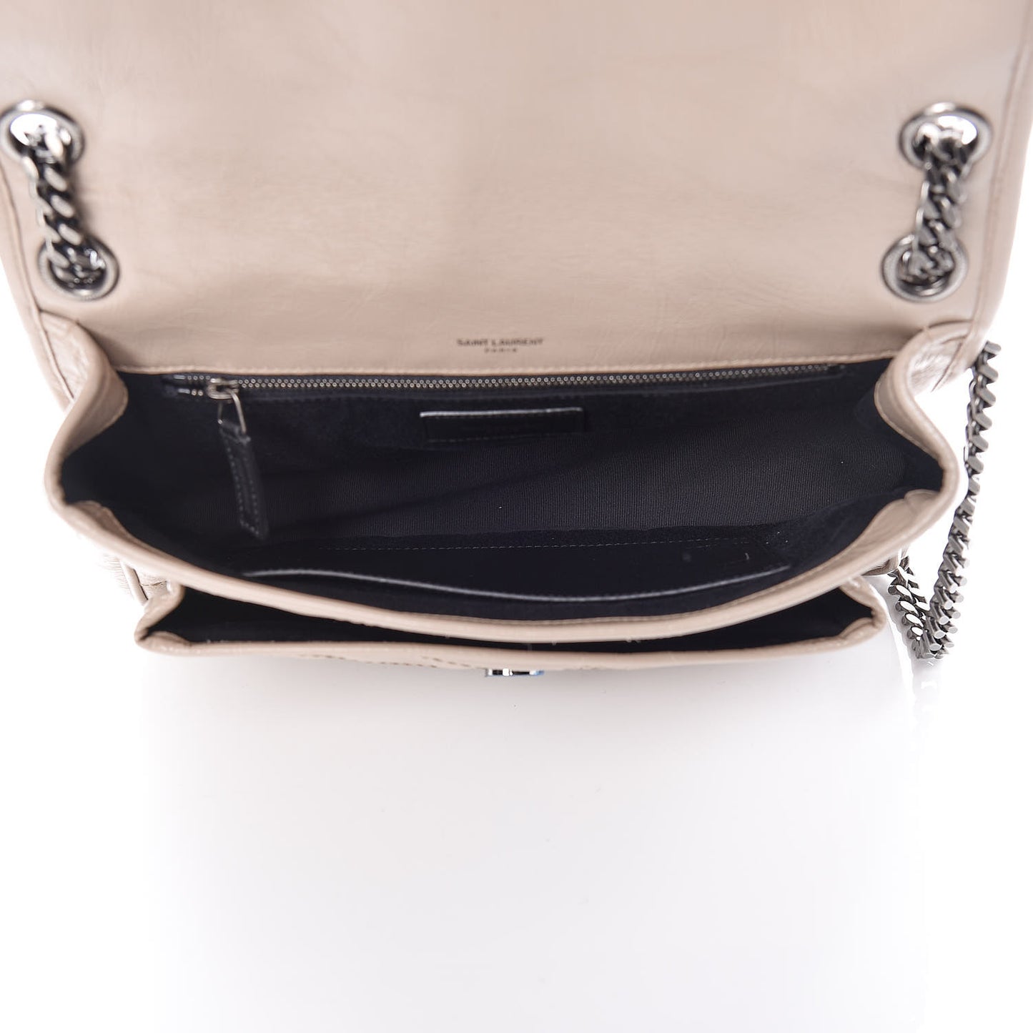 Crinkled Calfskin Matelasse Monogram Medium Niki Chain Satchel Light Natural