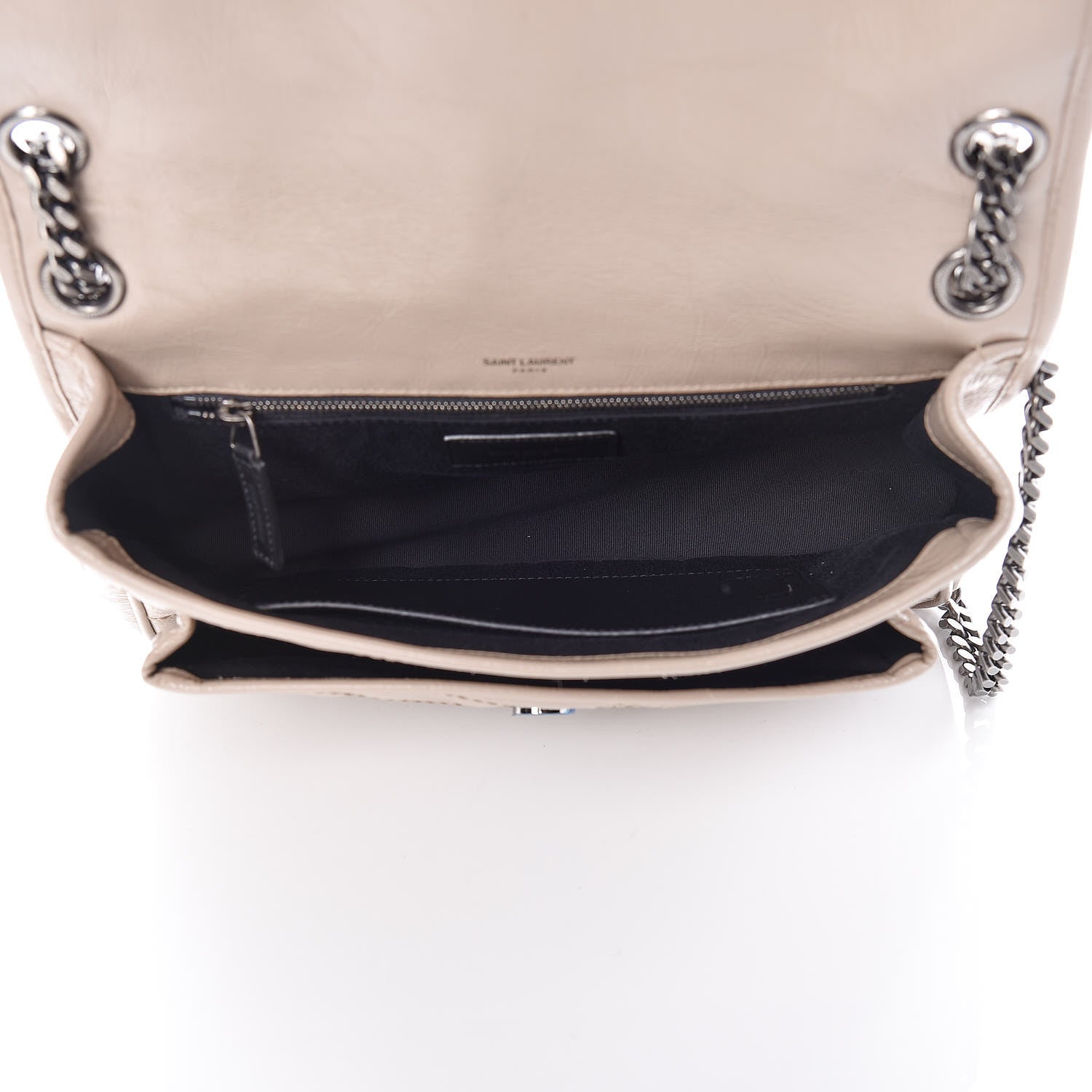 Saint Laurent Crinkled Calfskin Matelasse Monogram Medium Niki Chain Satchel Light Natural 6 of 11