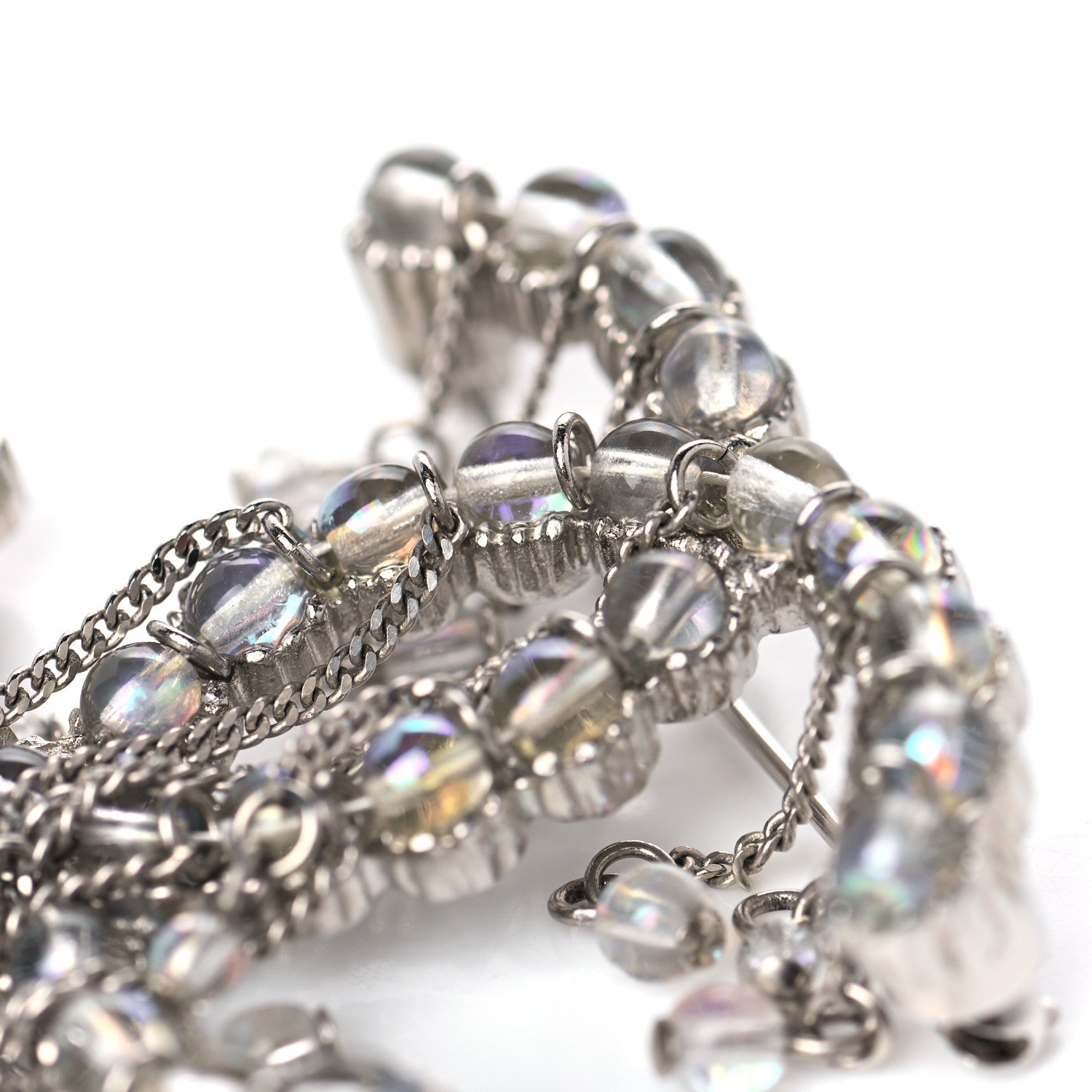 Chanel Beaded Chain CC Brooch Silver 6 of 6