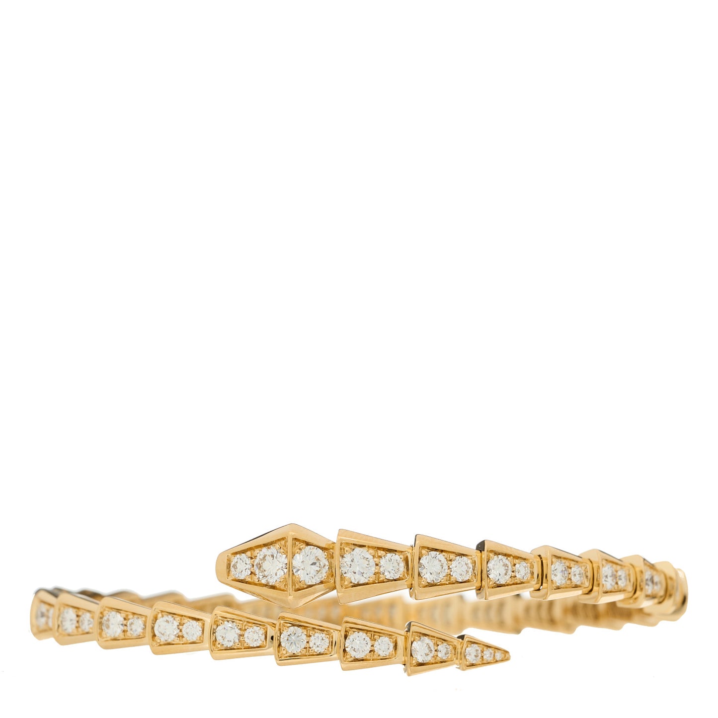 18K Yellow Gold Diamond Serpenti Viper Pave Bracelet M
