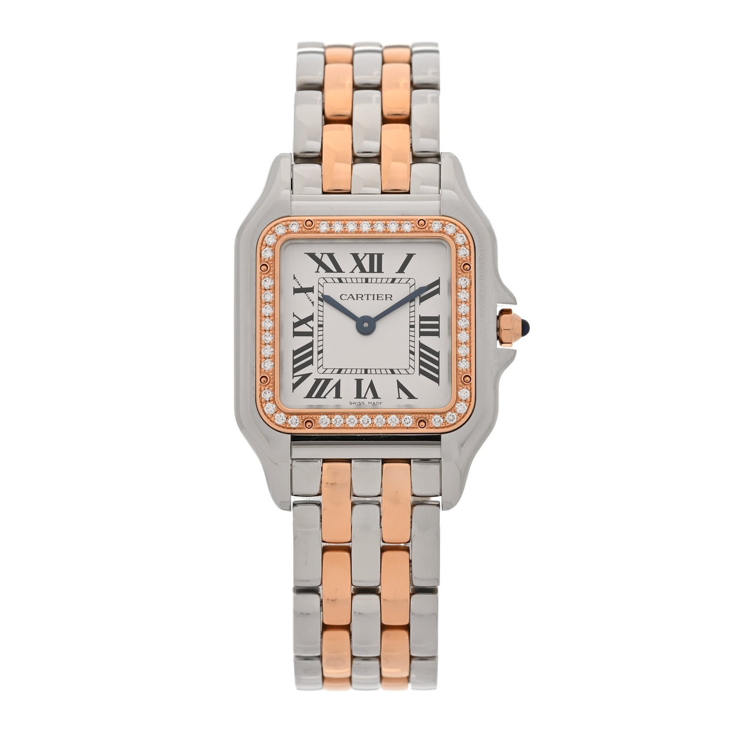 Stainless Steel 18K Pink Gold Diamond 27mm Panthere Quartz Watch