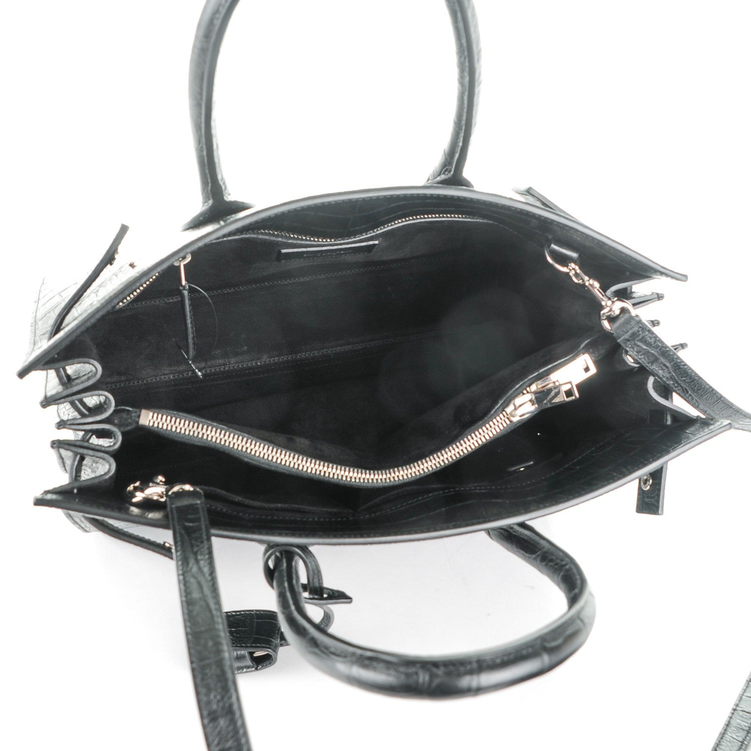 Saint Laurent Calfskin Crocodile Embossed Small Sac de Jour Black 5 of 7