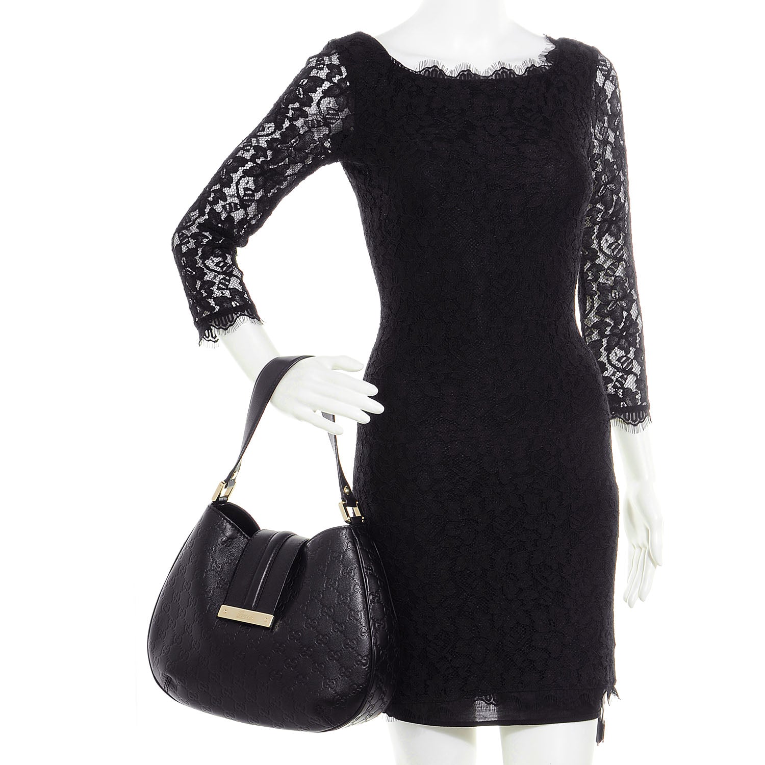 Gucci Guccissima New Ladies Web Medium Hobo Black 2 of 7