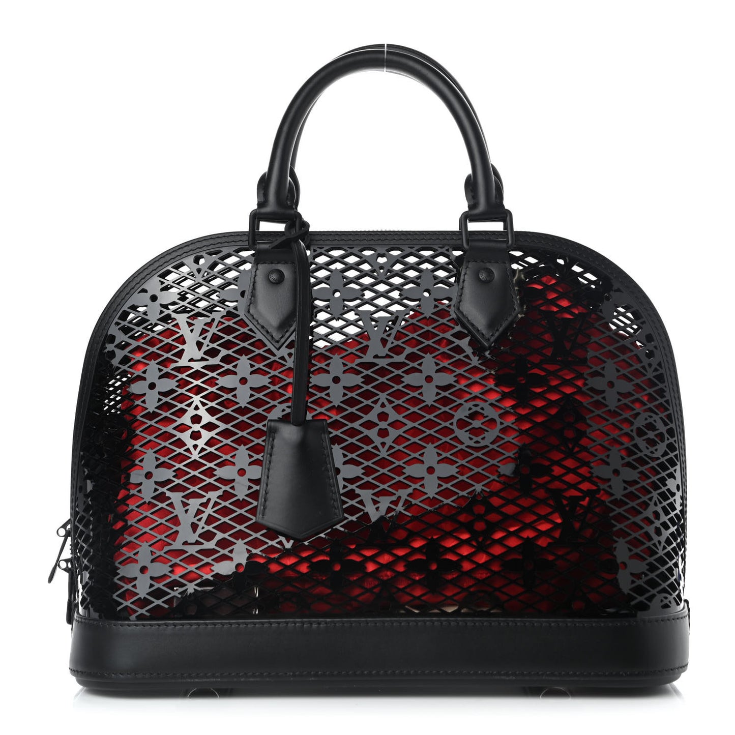 Patent Calfskin Laced Monogram Alma PM Black