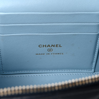 Chanel Lambskin Quilted Small Top Handle Vanity Case With Chain Dark Blue Light Blue 6 of 11