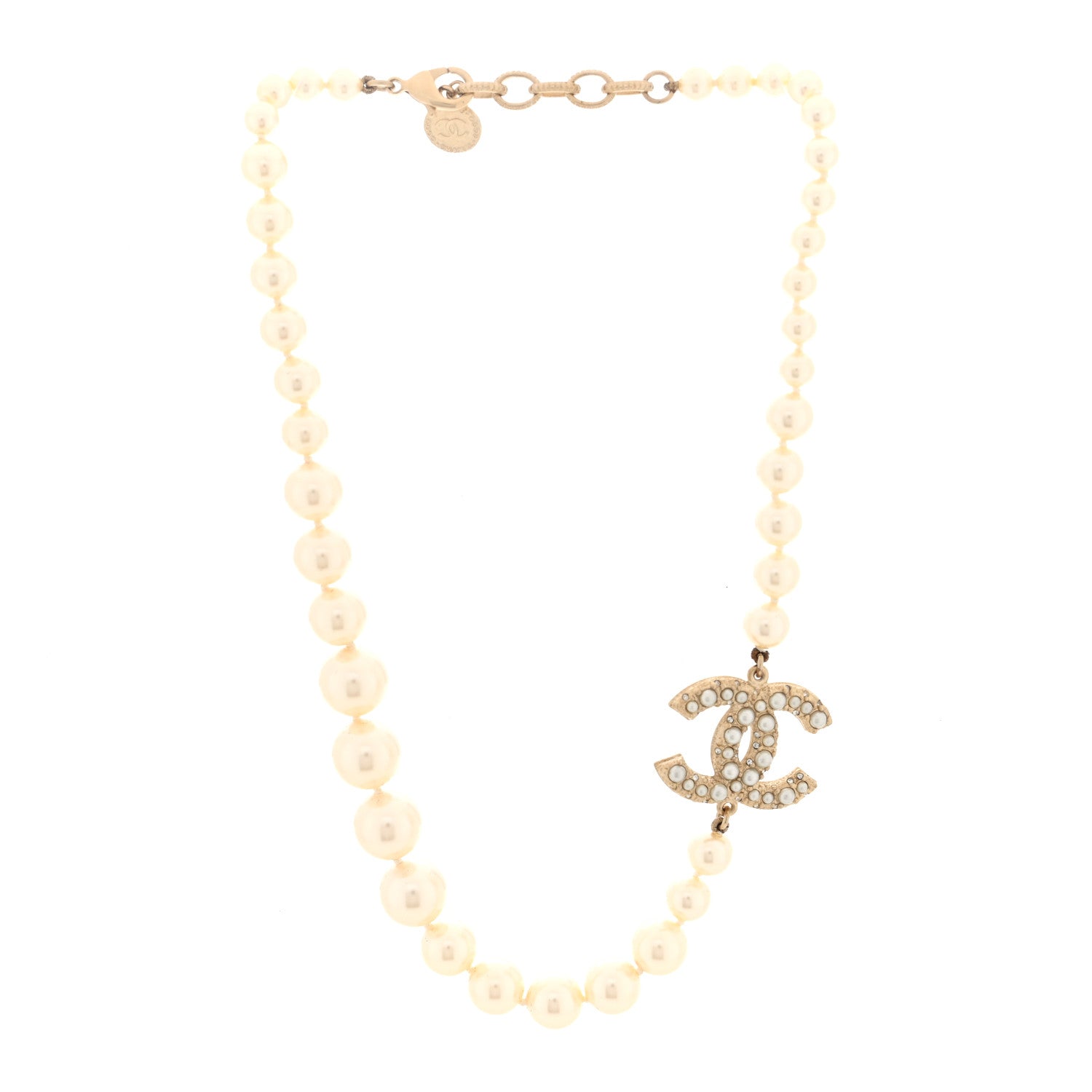 Chanel Pearl CC 100th Anniversary Necklace Light Gold 3 of 5