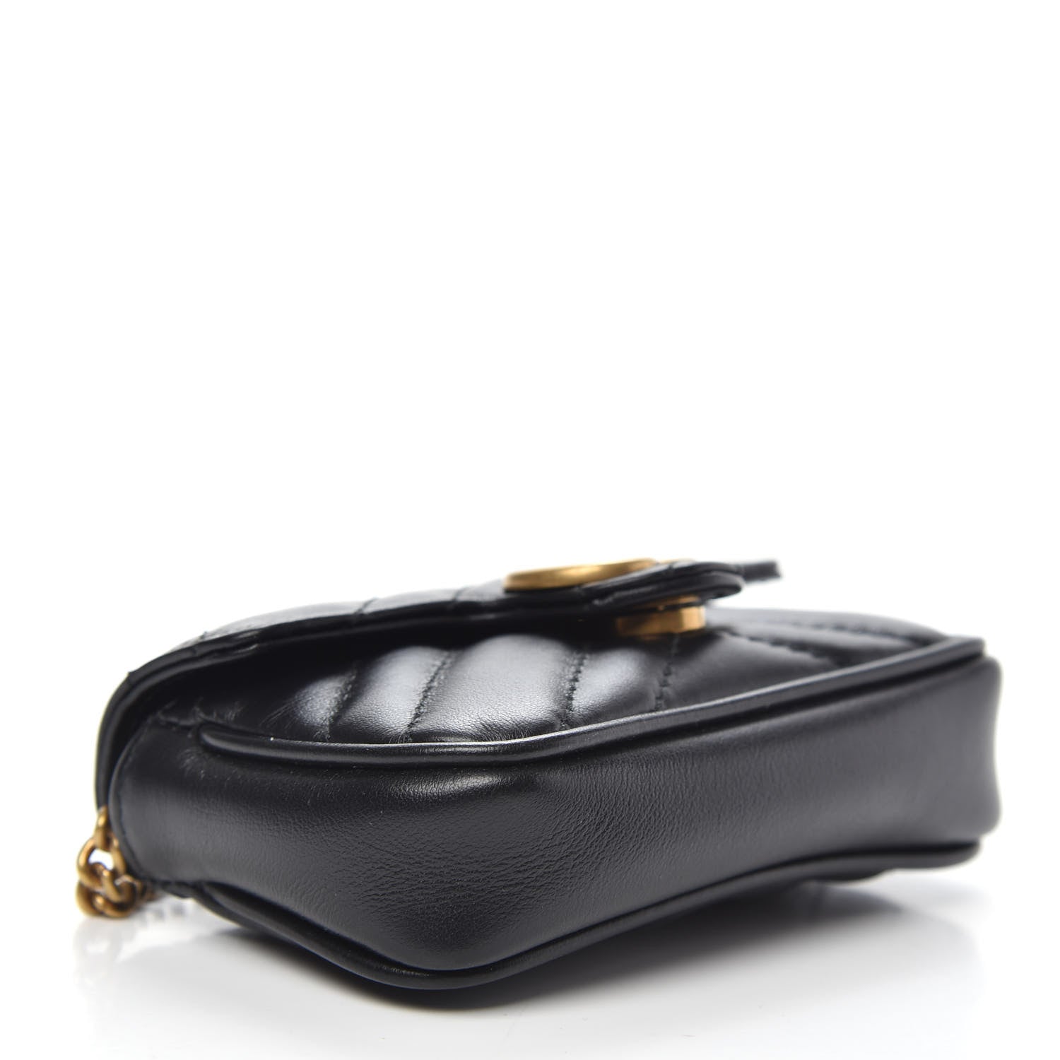 Gucci Calfskin Matelasse GG Marmont 2.0 Coin Purse On A Chain Black 4 of 9