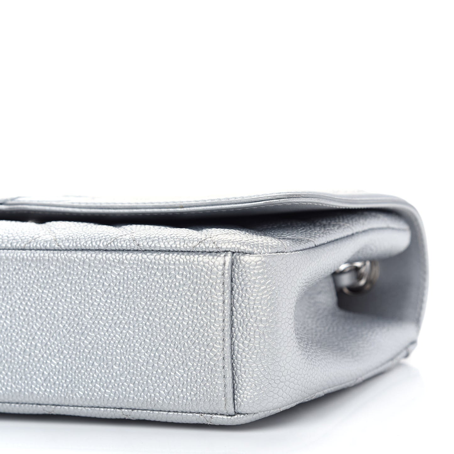 Metallic Caviar Quilted Medium CC Filigree Flap Silver