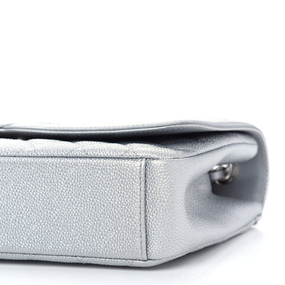 Chanel Metallic Caviar Quilted Medium CC Filigree Flap Silver 9 of 9