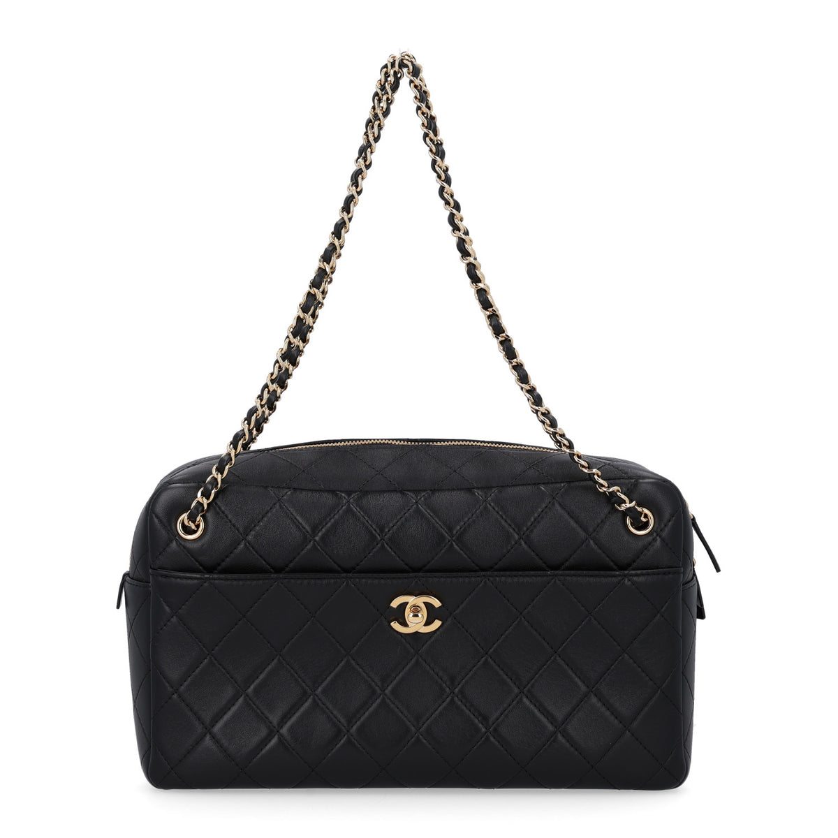 Lambskin Quilted Camerissimo Camera Case Black