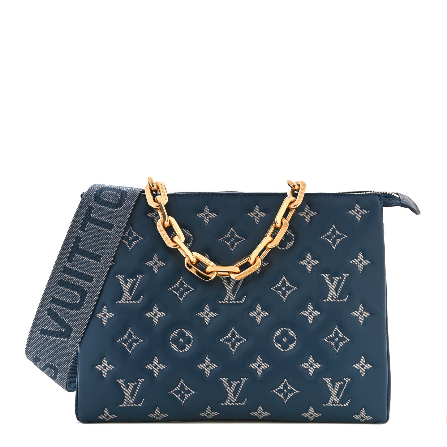 Lambskin Embossed Monogram Coussin PM Denim Blue