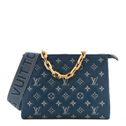 Louis Vuitton Lambskin Embossed Monogram Coussin PM Denim Blue 1 of 12