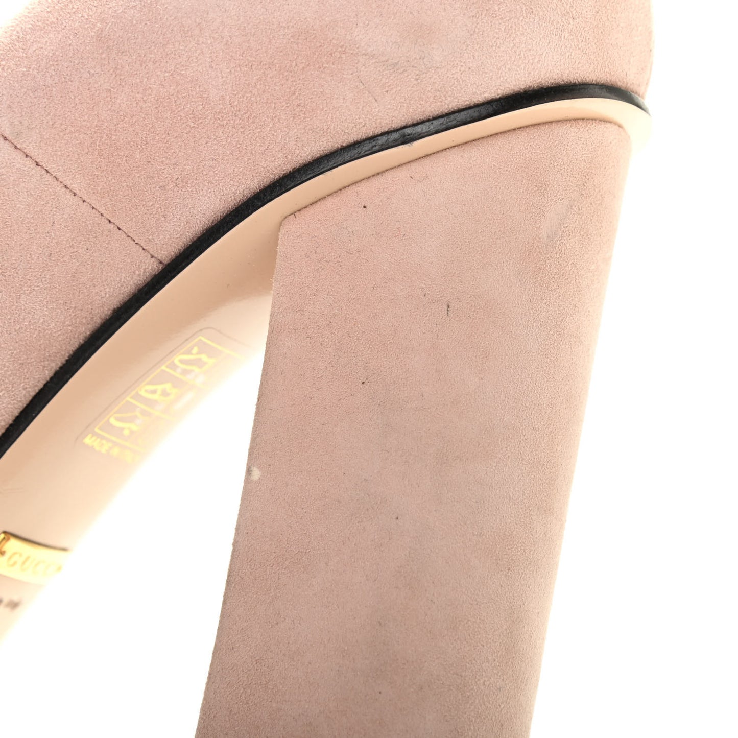 Kid Scamosciato GG Marmont Fringe 105mm Loafer Pumps 38.5 Crystal Pink