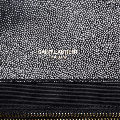 Saint Laurent Grain De Poudre Textured Mixed Matelasse Large Triquilt Monogram Satchel Black 6 of 10