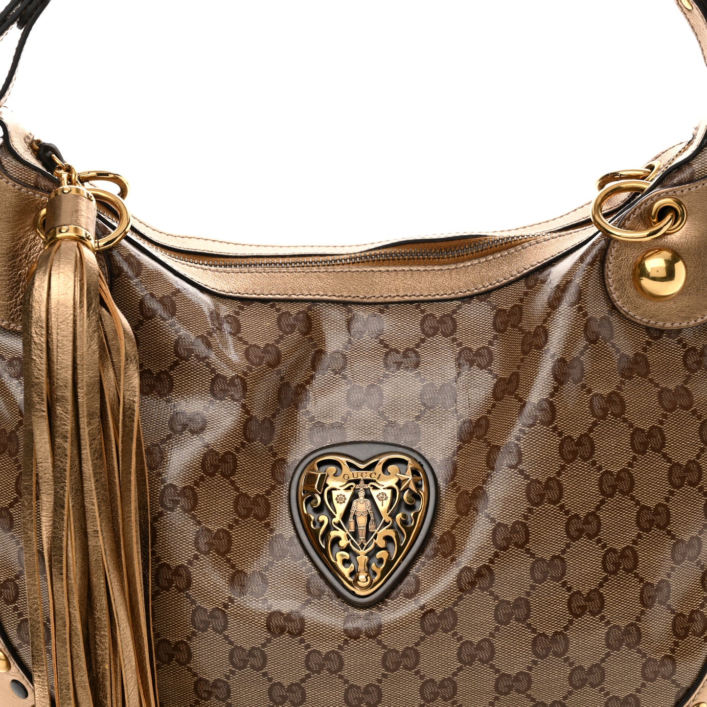 Crystal Monogram Babouska Hobo Gold