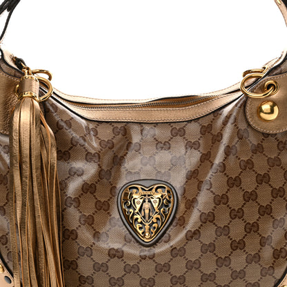 Gucci Crystal Monogram Babouska Hobo Gold 8 of 16