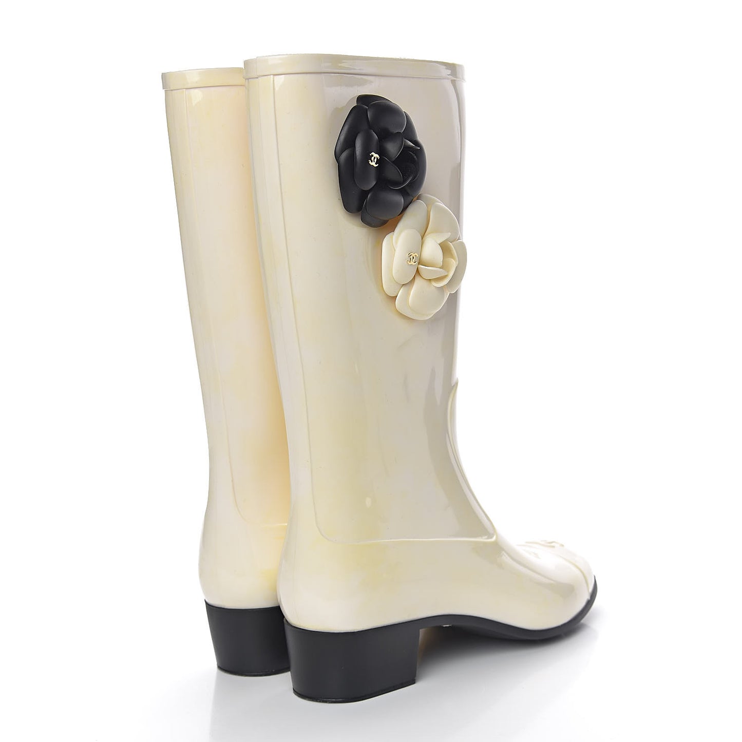 Rubber Camellia Rain Boots 40 White