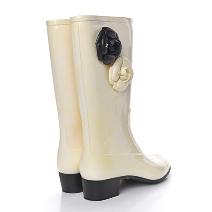 Chanel Rubber Camellia Rain Boots 40 White 4 of 21