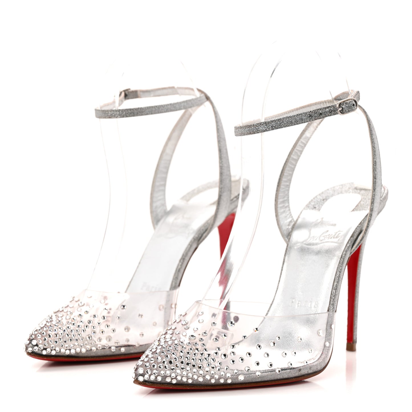 PVC Glittered Calfskin Spikaqueen 100 Pumps 37.5 Silver