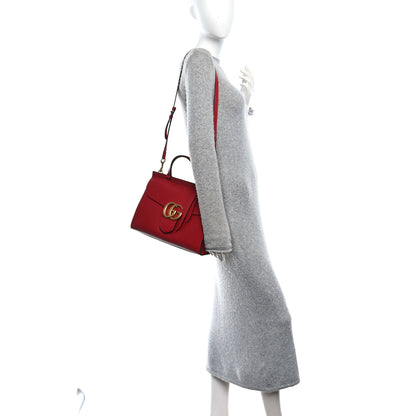 Gucci Calfskin Small GG Marmont Top Handle Bag Vulcanic Red 2 of 10