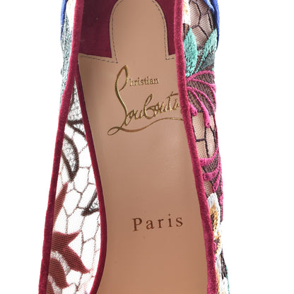 Christian Louboutin Lace Veau Velours Florale Follies 100 Pumps 40.5 Multicolor 6 of 10