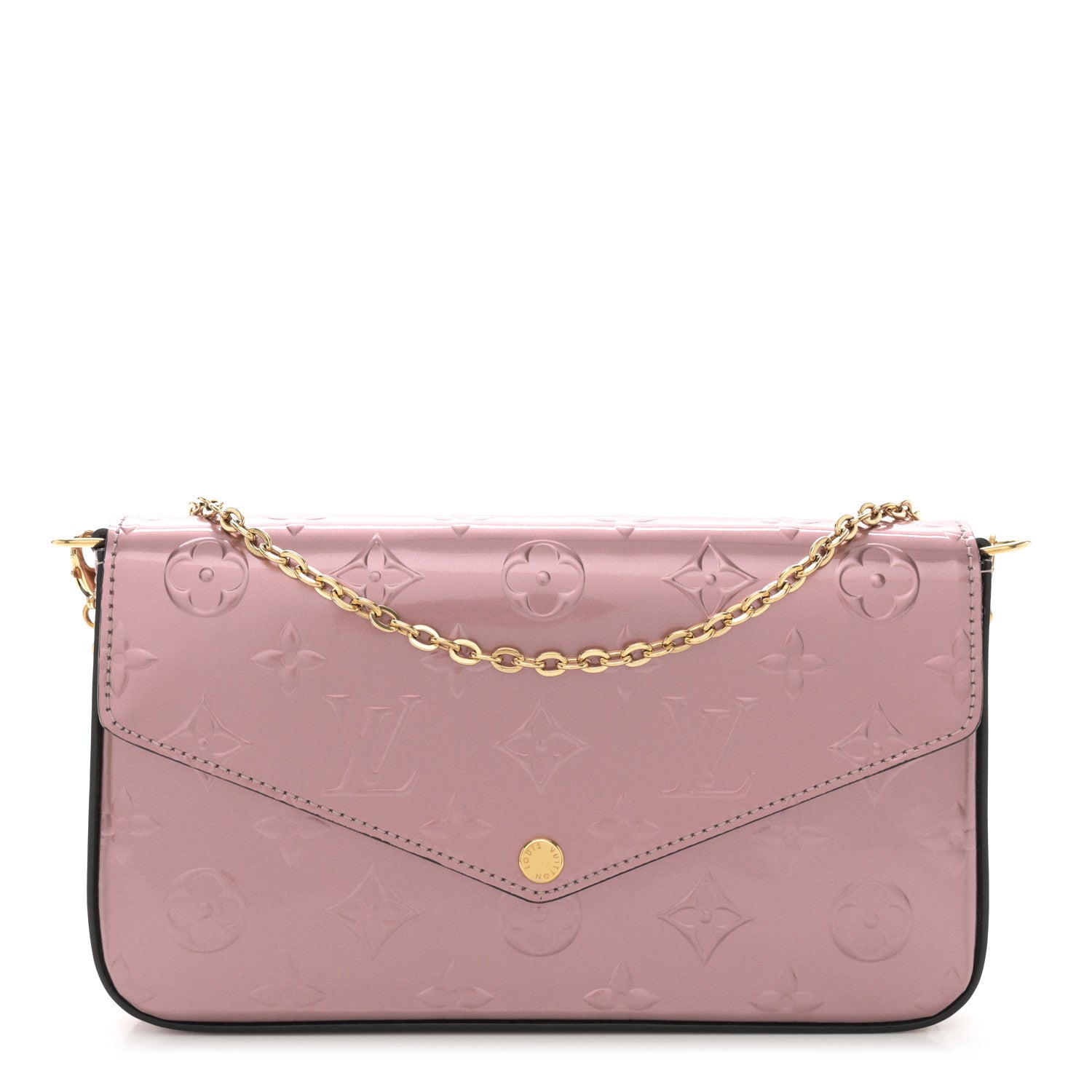 Louis Vuitton Vernis Pochette Felicie Chain Wallet Metallic Pale Pink 1 of 12