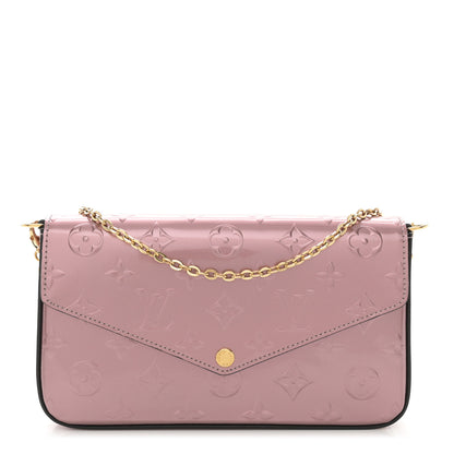 Louis Vuitton Vernis Pochette Felicie Chain Wallet Metallic Pale Pink 1 of 12
