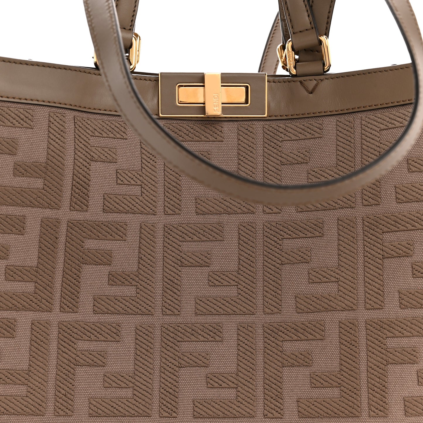 Canvas Vitello King FF Embroidered Medium Peekaboo X-Tote Tartufo