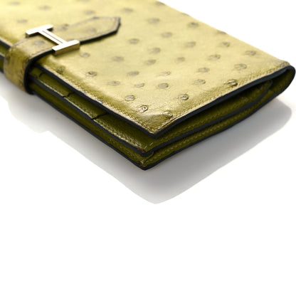 Hermes Ostrich Bearn Gusset Wallet Vert Anis 10 of 19