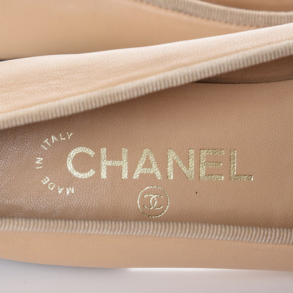 Chanel Lambskin Cap Toe Ballerina Flats 36 Beige Black 9 of 14