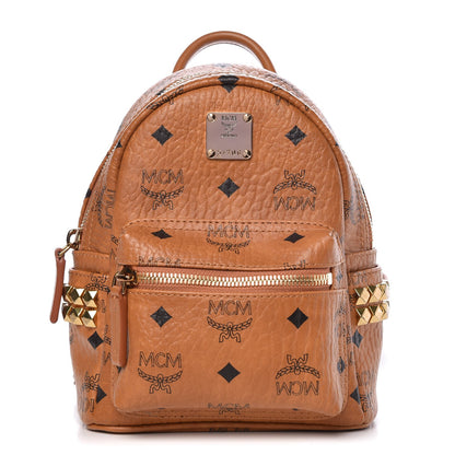 MCM Visetos Side Stud X-Mini Stark Backpack Cognac 1 of 11