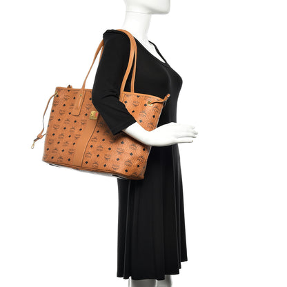 MCM Visetos Medium Liz Reversible Shopper Tote Cognac 3 of 18